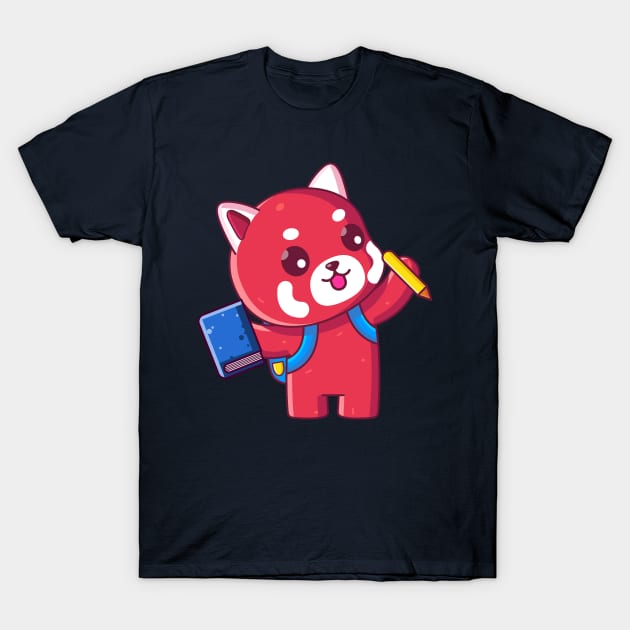 Cute red panda go to school T-Shirt by Ardhsells